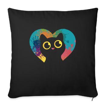 Cats Kitten Lover Cat Mama Papa Colorful - Sofa pillowcase 17,3'' x 17,3'' (45 x 45 cm) - black - Front
