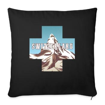 Schweiz-flagge | Schweizer Alpen | Schweiz - Sofakissenbezug 45 x 45 cm - Schwarz - Vorne
