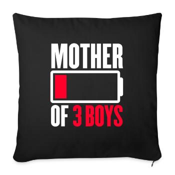 Mère de 3 garçons - Housse de coussin décorative 45 x 45 cm - noir - Devant