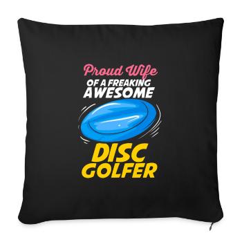 Épouse d’un disc golfeur disc golf - Housse de coussin décorative 45 x 45 cm - noir - Devant
