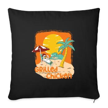 Poulet grillé - Housse de coussin décorative 45 x 45 cm - noir - Devant