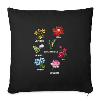 Flower Flower-Species - Sofa pillowcase 17,3'' x 17,3'' (45 x 45 cm) - black - Front