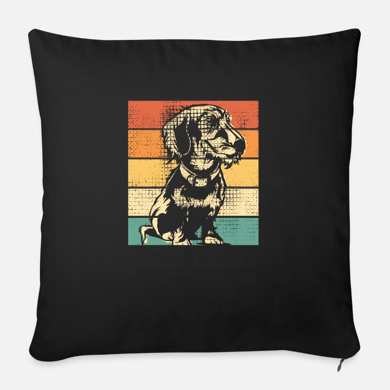 Dackel Vintage - Sofakissenbezug 45 x 45 cm - Schwarz