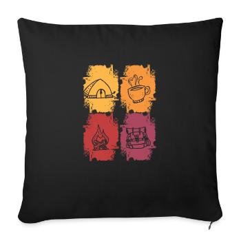 Accessoires de camping Vintage - Housse de coussin décorative 45 x 45 cm - noir - Devant