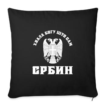 Serbie Srbin Hvala Bogu sto Srbin Srbija - Housse de coussin décorative 45 x 45 cm - noir - Devant