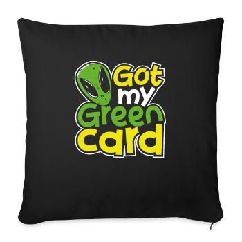 J’ai ma carte verte Alien UFO Immigration Humour - Housse de coussin décorative 45 x 45 cm - noir - Devant