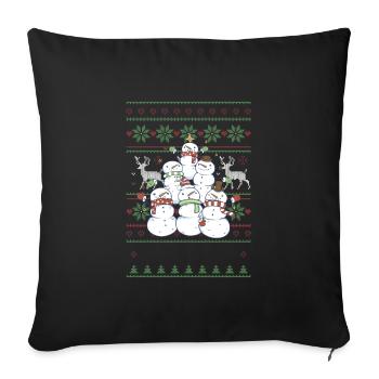 Schneemann Ugly Christmas - Sofakissenbezug 45 x 45 cm - Schwarz - Vorne