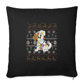 Lumières de fées de chien de Noël - Housse de coussin décorative 45 x 45 cm - noir - Devant