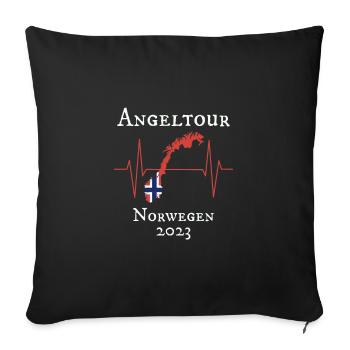 Excursion de pêche en Norvège 2023 (Garantie du prix le plus bas) - Housse de coussin décorative 45 x 45 cm - noir - Devant
