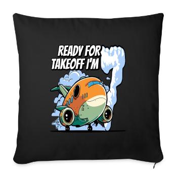 Ready for Takeoff I'm seven - 7nd Birthday Boy - Sofa pillowcase 17,3'' x 17,3'' (45 x 45 cm) - black - Front