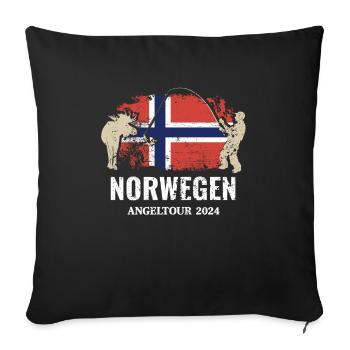 Norvège Pêche 2024 - Housse de coussin décorative 45 x 45 cm - noir - Devant