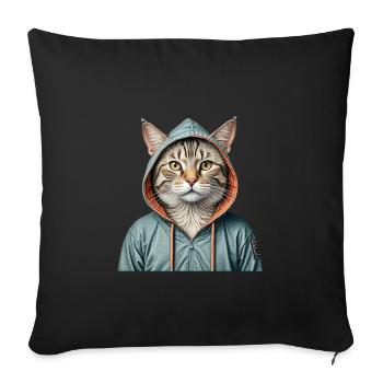 Cat wearing a jacket - Sofa pillowcase 17,3'' x 17,3'' (45 x 45 cm) - black - Front