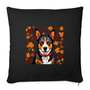 Chien d’automne - Housse de coussin décorative 45 x 45 cm - noir - Devant