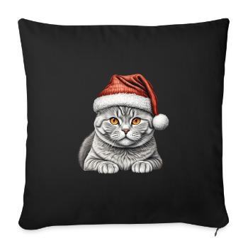 Chat de Noël American Shorthair - Housse de coussin décorative 45 x 45 cm - noir - Devant