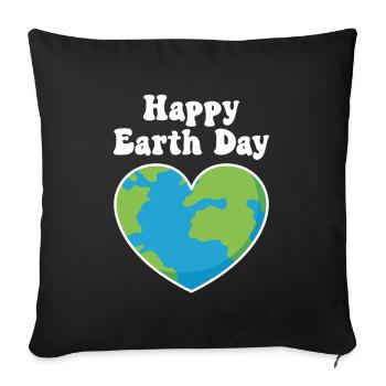 Happy Earth Day - Sofa pillowcase 17,3'' x 17,3'' (45 x 45 cm) - black - Front