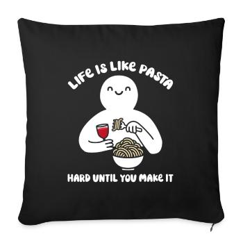 La vie est comme des pâtes, dure jusqu’à ce que vous les fassiez - Housse de coussin décorative 45 x 45 cm - noir - Devant