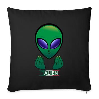 Alien Italy, funny Italy holiday shirt - Sofa pillowcase 17,3'' x 17,3'' (45 x 45 cm) - black - Front