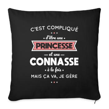 Compliqué d'être une princesse et une connasse - Housse de coussin décorative 45 x 45 cm - noir - Devant