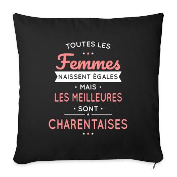 Femmes égales les meilleures sont Charentaises - Housse de coussin décorative 45 x 45 cm - noir - Devant