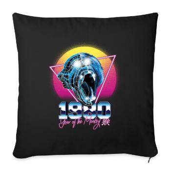 1980 Year of the Monkey Monkey Retro - Sofa pillowcase 17,3'' x 17,3'' (45 x 45 cm) - black - Front