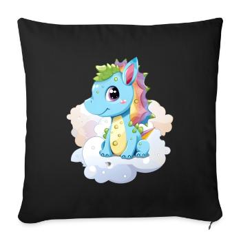 DIno Bébé Arc-en-ciel cadeau - Housse de coussin décorative 45 x 45 cm - noir - Devant