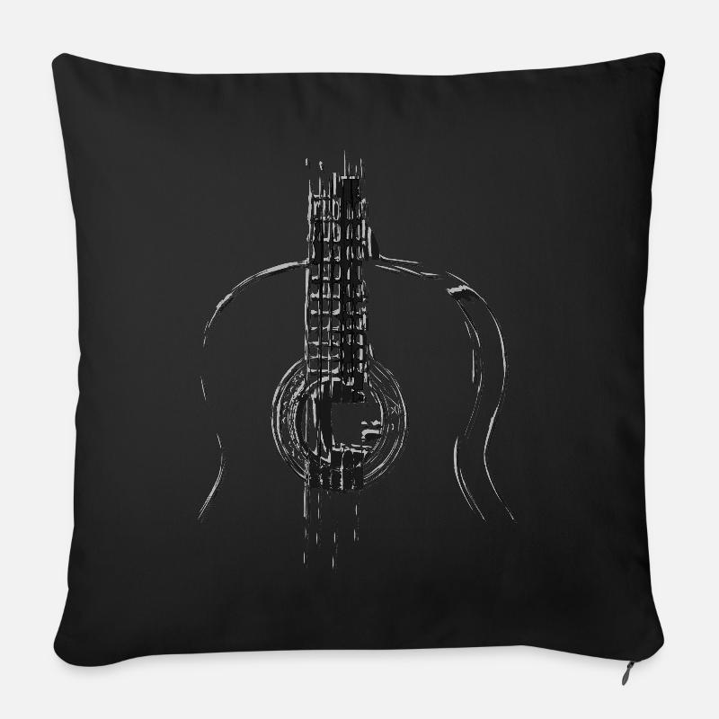 Akustische Gitarre - Sofakissenbezug 45 x 45 cm - Schwarz