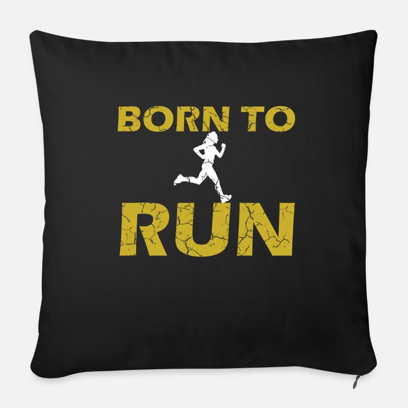 Born To Run - Jogging Laufen Rennen Geschenkidee - Sofakissenbezug 45 x 45 cm - Schwarz