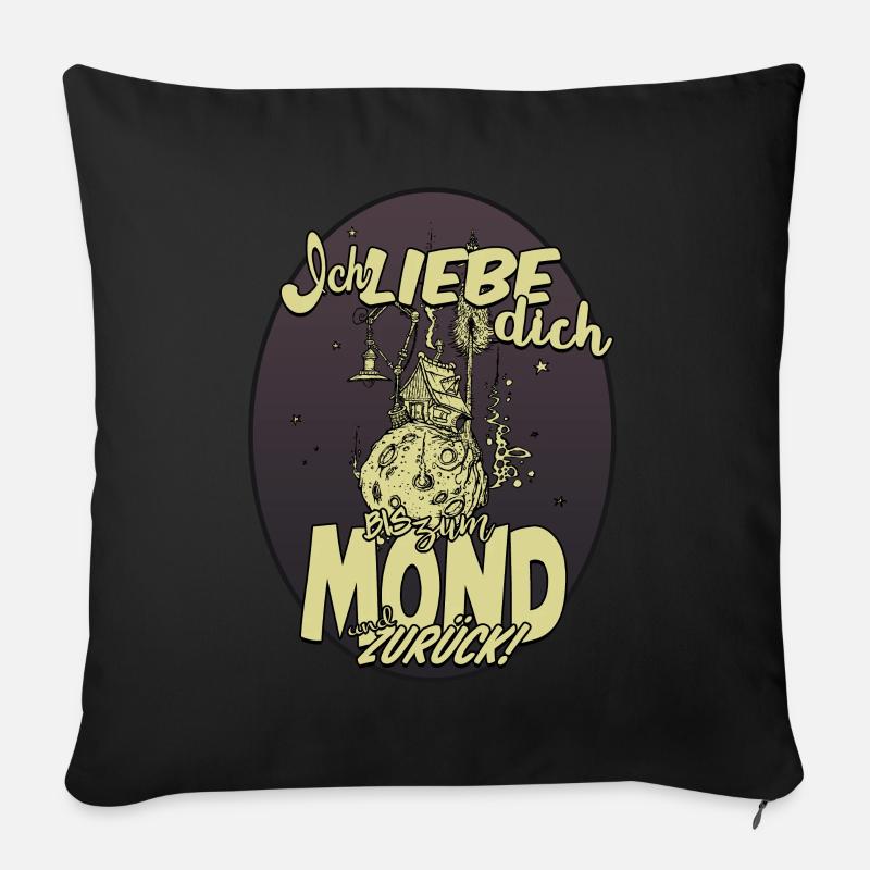Ich liebe Dich bis zum Mond und zurück - Sofakissenbezug 45 x 45 cm - Schwarz