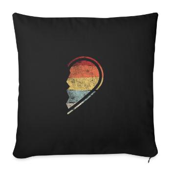 Retro Coeur Partnershirt Partnersook Couples Cadeau - Housse de coussin décorative 45 x 45 cm - noir - Devant