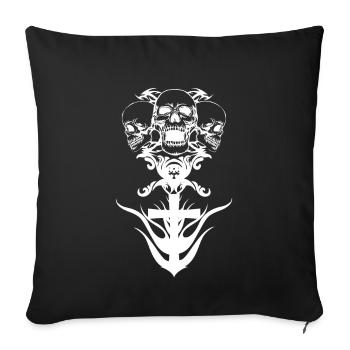Cross with skull - Sofa pillowcase 17,3'' x 17,3'' (45 x 45 cm) - black - Front