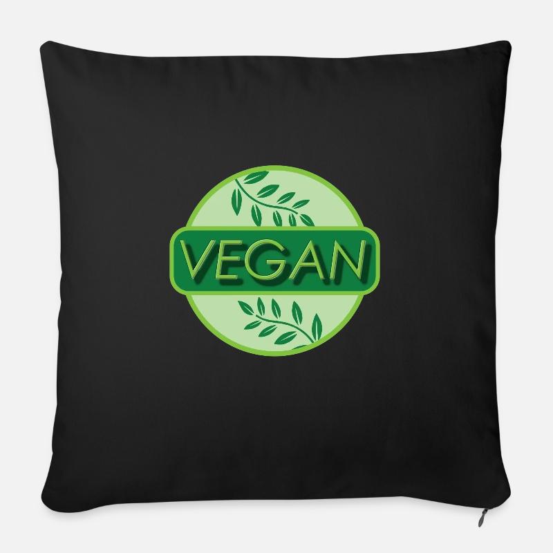 Vegan Logo Veganer Vegetarisch Natur - Sofakissenbezug 45 x 45 cm - Schwarz