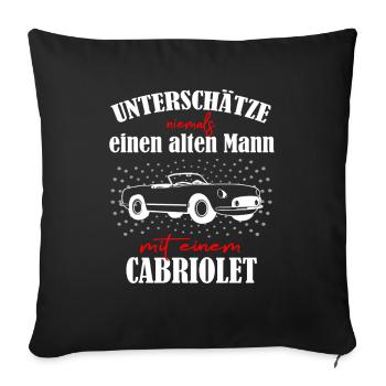 Fan convertible homme retraité - Housse de coussin décorative 45 x 45 cm - noir - Devant