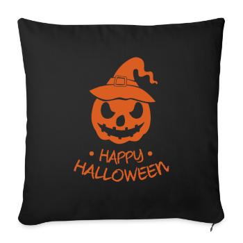 Citrouille joyeux halloween - Housse de coussin décorative 45 x 45 cm - noir - Devant