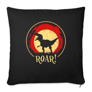 Dino - Dinosaures - Dinosaures - ROAR! - Housse de coussin décorative 45 x 45 cm - noir - Devant