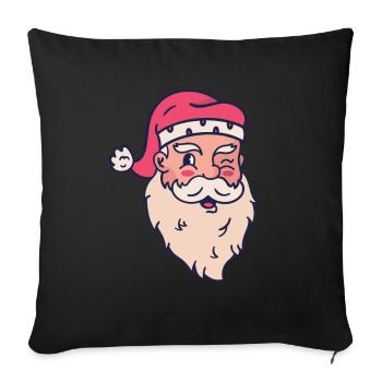 Bonnet Père Noël rouge - Housse de coussin décorative 45 x 45 cm - noir - Devant
