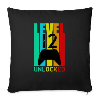 12 Anniversaire Gamer Niveau 12 Débloqué - Housse de coussin décorative 45 x 45 cm - noir - Devant