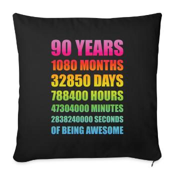Cadeau d'anniversaire de 90 ans drôle - Housse de coussin décorative 45 x 45 cm - noir - Devant