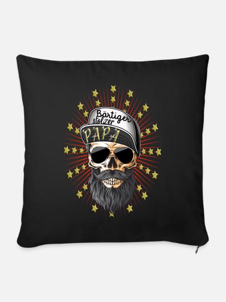 Papa stolz Bart Bärtiger Papa - Sofakissenbezug 45 x 45 cm - Schwarz
