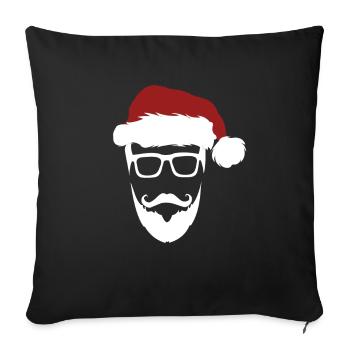 Santa Claus hipster beard glasses cap - Sofa pillowcase 17,3'' x 17,3'' (45 x 45 cm) - black - Front