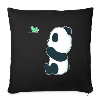 Süßer Baby Panda mit einem Schmetterling - Sofakissenbezug 45 x 45 cm - Schwarz - Vorne