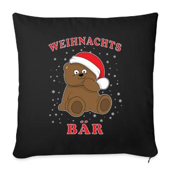 Weihnachten Bär Teddybär Teddy Geschenkidee - Sofakissenbezug 45 x 45 cm - Schwarz - Vorne