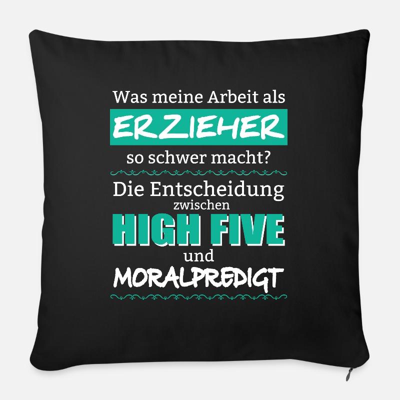 Erzieherin Erzieher Kindergarten High Five Kinder - Sofakissenbezug 45 x 45 cm - Schwarz
