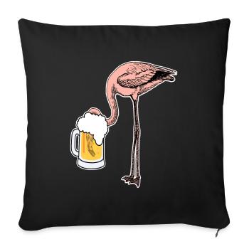 Flamingo mit Bier lustige Bilder Geschenkidee - Sofakissenbezug 45 x 45 cm - Schwarz - Vorne