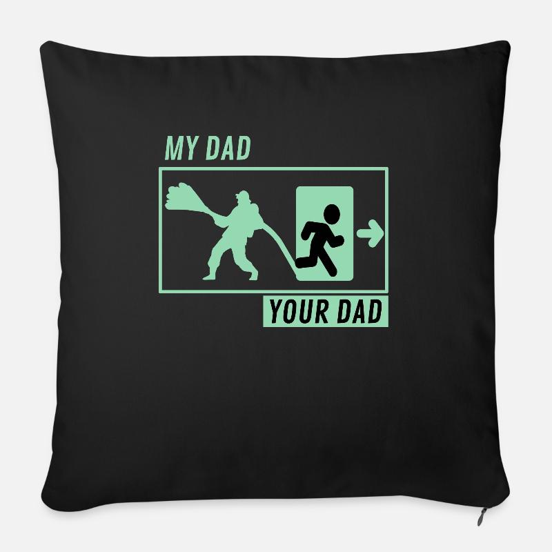 Pompier papa pompier - Housse de coussin décorative 45 x 45 cm - noir
