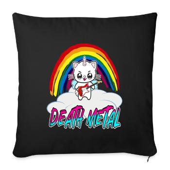 Death metal unicorn cat with guitar - Sofa pillowcase 17,3'' x 17,3'' (45 x 45 cm) - black - Front
