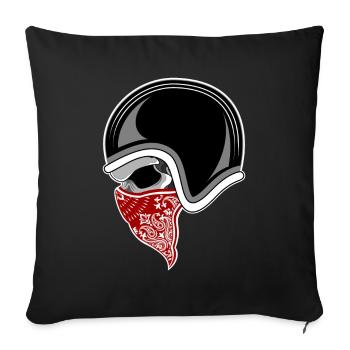 Motorbike skull red bandana - Sofa pillowcase 17,3'' x 17,3'' (45 x 45 cm) - black - Front
