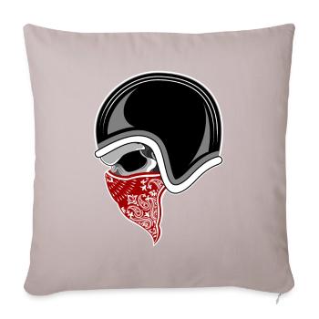 Motorbike skull red bandana - Sofa pillowcase 17,3'' x 17,3'' (45 x 45 cm) - light taupe - Front