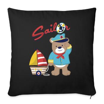 Sailor teddy - Sofa pillowcase 17,3'' x 17,3'' (45 x 45 cm) - black - Front