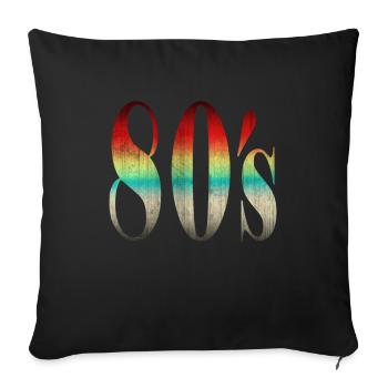 80s retro style - Sofa pillowcase 17,3'' x 17,3'' (45 x 45 cm) - black - Front