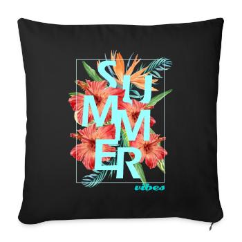 "SUMMER VIBES" design - hibiscus - Sofa pillowcase 17,3'' x 17,3'' (45 x 45 cm) - black - Front